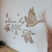Dream Big Little One Wall Art | Laser Cut Birch Geese & Stars | Nursery Décor | Woodland Baby Room | Easy Mess-Free Hanging