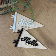 Flag Milestone | pennant Birth Announcement | Modern Milestones | Baby Shower gift | Boho Baby | Wooden Milestone | Newborn | Pregnancy