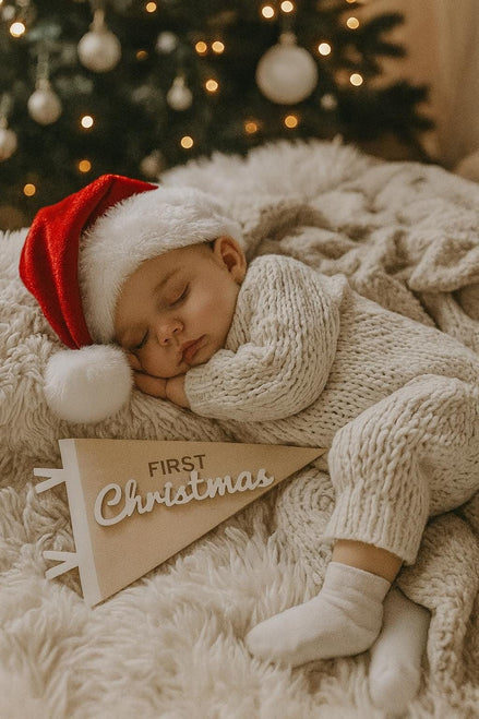 First Holiday Flag Milestone - Nursery Decor Handmade Gift