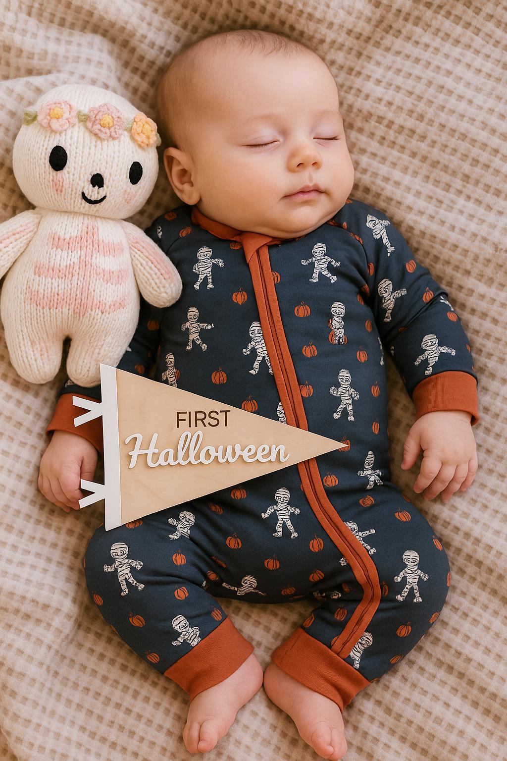 First Holiday Flag Milestone | pennant flag | Modern Milestones | Baby Shower gift | Boho Baby | Wooden Milestone | Newborn | Pregnancy