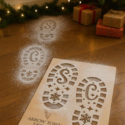 Santa Boot Print Stencil for Flour or Sugar | 10 Christmas Morning Footprint Prop | Laser Cut Wood Santa Tracks | Reusable Holiday Decor