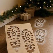 Santa Boot Print Stencil for Flour or Sugar | 10 Christmas Morning Footprint Prop | Laser Cut Wood Santa Tracks | Reusable Holiday Decor