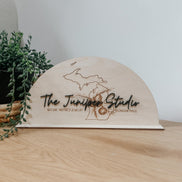 Custom Laser Engraved Logo Sign | Personalized Birch Display | Business Branding Sign with Optional 3D Acrylic Layer