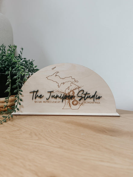 Custom Laser Engraved Logo Sign | Personalized Birch Display | Business Branding Sign with Optional 3D Acrylic Layer