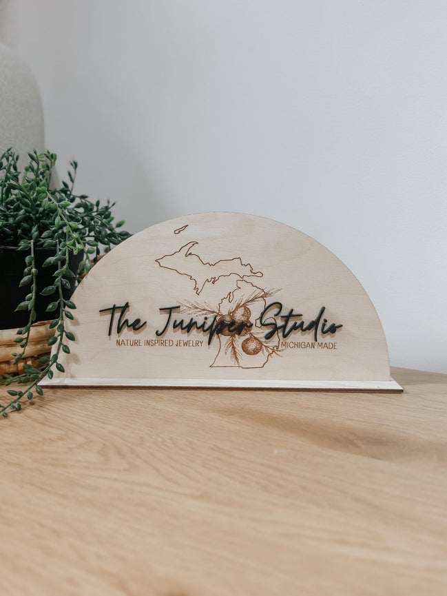 Custom Laser Engraved Logo Sign | Personalized Birch Display | Business Branding Sign with Optional 3D Acrylic Layer