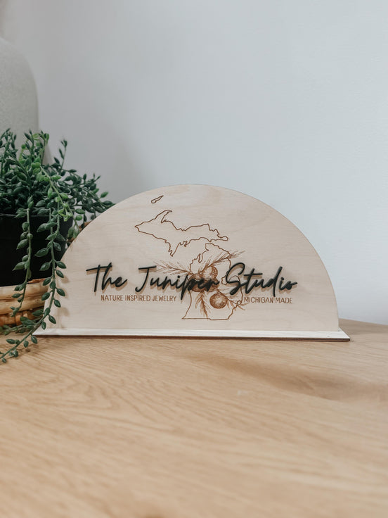 Custom Laser Engraved Logo Sign | Personalized Birch Display | Business Branding Sign with Optional 3D Acrylic Layer