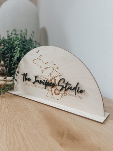 Custom Laser Engraved Logo Sign | Personalized Birch Display | Business Branding Sign with Optional 3D Acrylic Layer