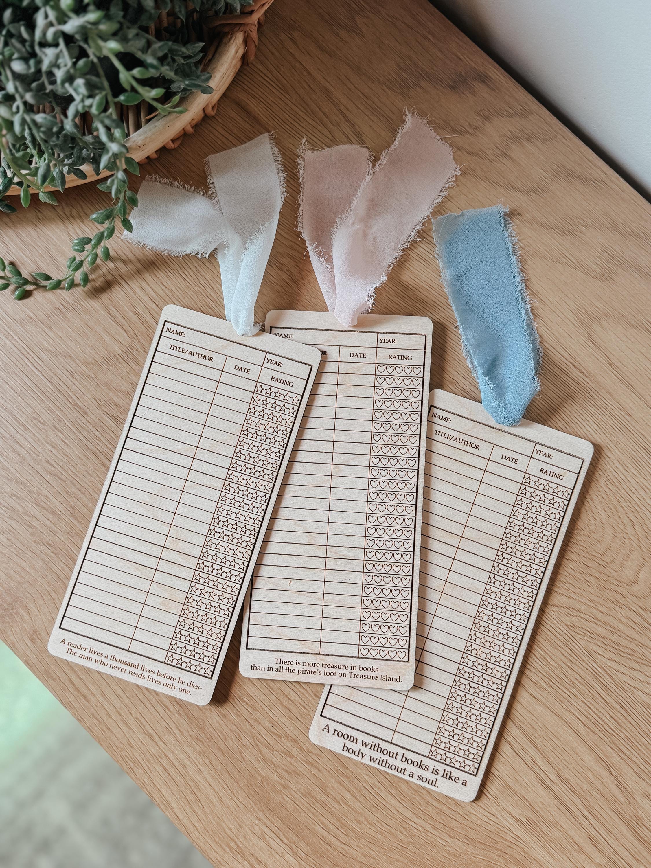 Birch Bookmark | Book Tracker | Reading Log with Ribbon | Gift for Book Lovers