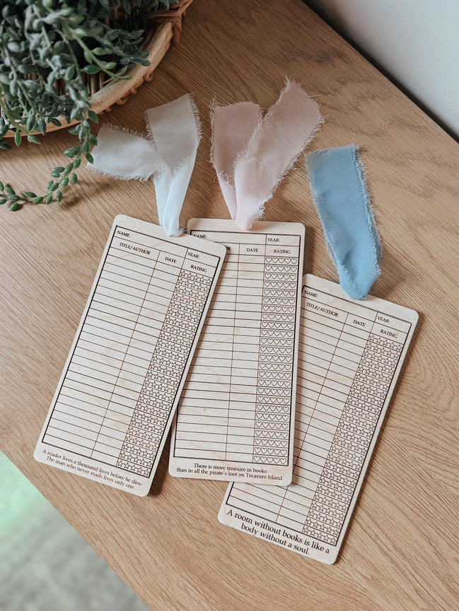 Birch Bookmark | Book Tracker | Reading Log with Ribbon | Gift for Book Lovers