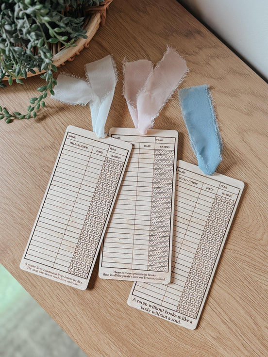 Birch Bookmark | Book Tracker | Reading Log with Ribbon | Gift for Book Lovers