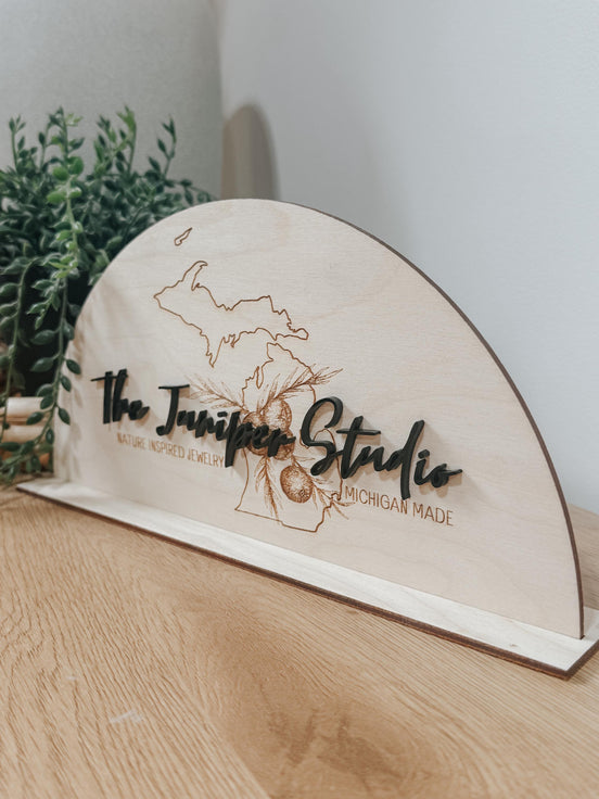 Custom Laser Engraved Logo Sign | Personalized Birch Display | Business Branding Sign with Optional 3D Acrylic Layer