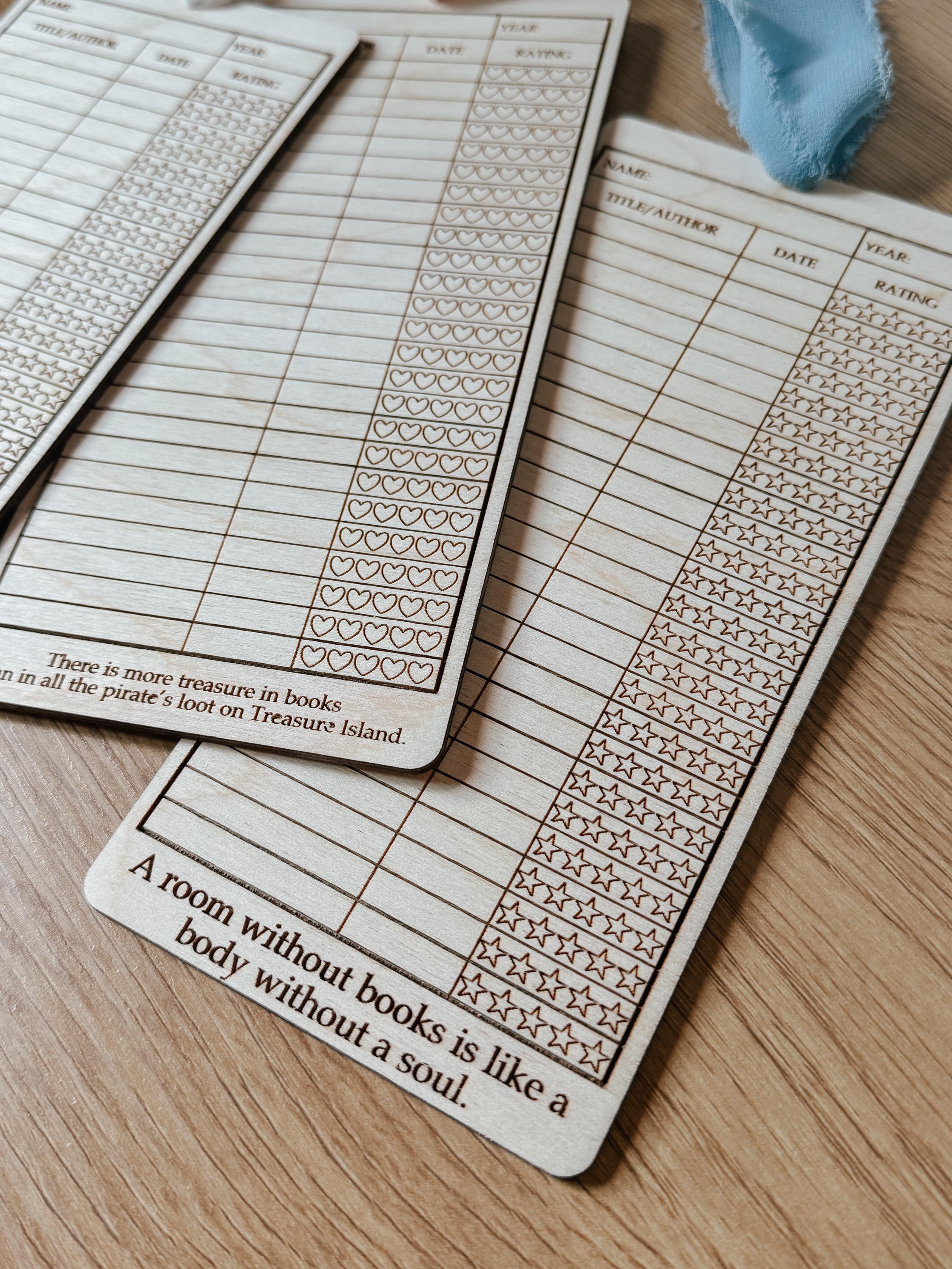 Birch Bookmark | Book Tracker | Reading Log with Ribbon | Gift for Book Lovers