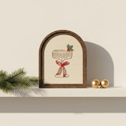 Christmas Cocktail Sign  3D Acrylic Holiday Shelf Décor  Laser Cut Birch Wood Arch Sign  Walnut Frame  Christmas Bar Cart Décor