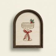 Christmas Cocktail Sign  3D Acrylic Holiday Shelf Décor  Laser Cut Birch Wood Arch Sign  Walnut Frame  Christmas Bar Cart Décor