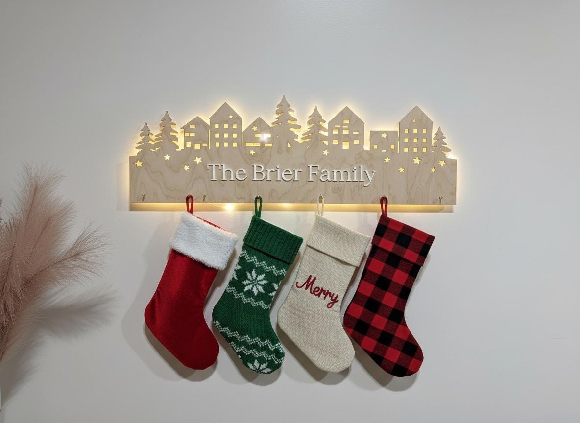 Stocking Holder | Merry Christmas | Custom Stocking display | Wood Stocking Sign | Fireplace | Christmas decor | Christmas village