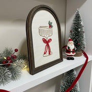 Christmas Cocktail Sign  3D Acrylic Holiday Shelf Décor  Laser Cut Birch Wood Arch Sign  Walnut Frame  Christmas Bar Cart Décor