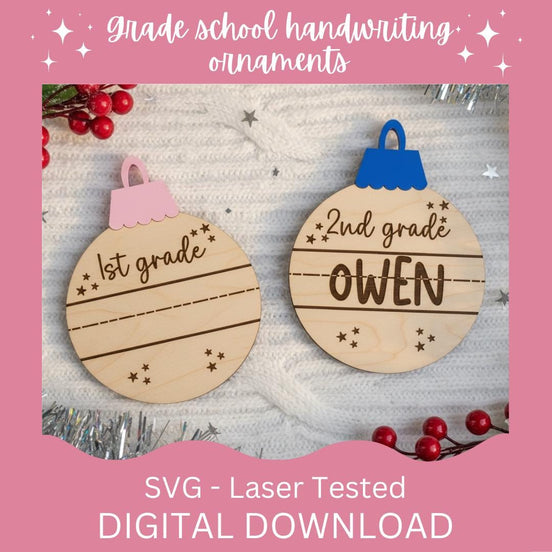 Grade School Handwriting Ornaments SVG | Laser Cut File | Digital Download | Silhouette | Cricut | Crafting