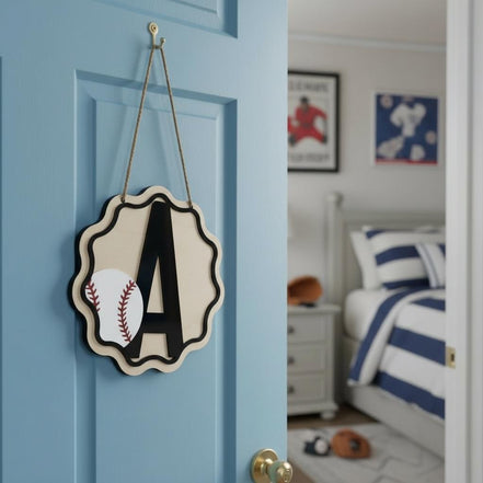 Custom Sports Bedroom Door Sign | Personalized Kids Room Decor | Baseball, Basketball, Soccer, Tennis & Volleyball