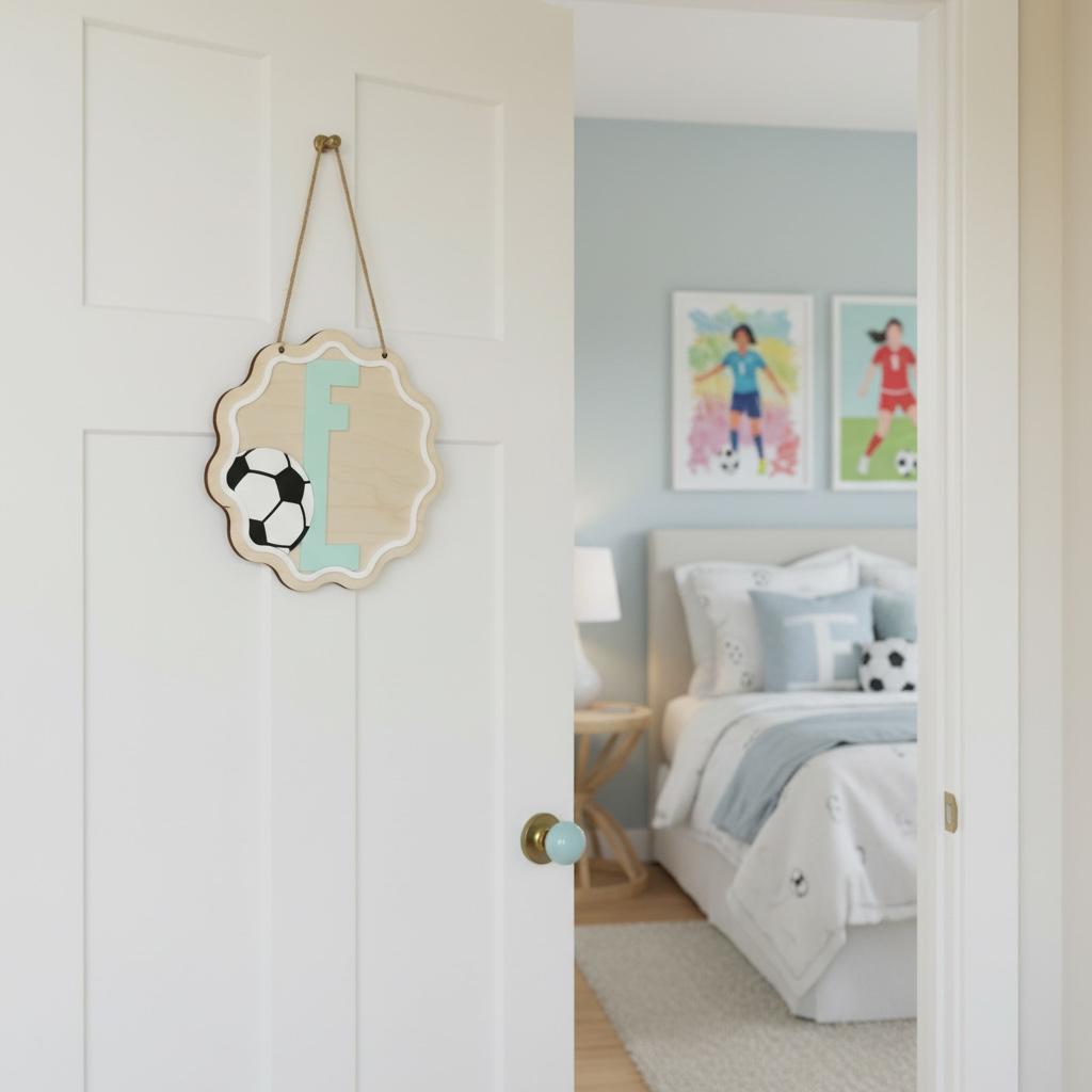 Custom Sports Bedroom Door Sign | Personalized Kids Room Decor | Baseball, Basketball, Soccer, Tennis & Volleyball