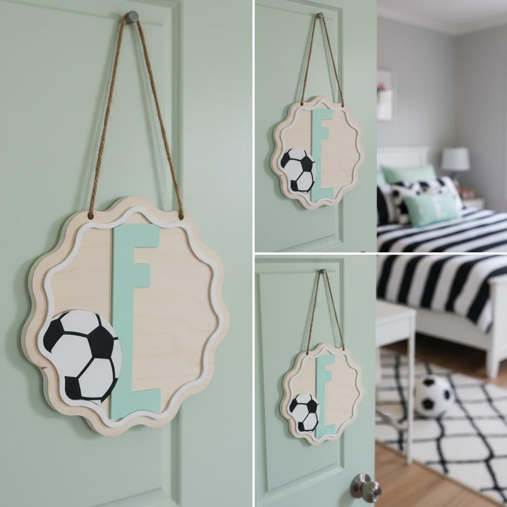 Custom Sports Bedroom Door Sign | Personalized Kids Room Decor | Baseball, Basketball, Soccer, Tennis & Volleyball