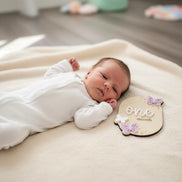 Wooden Baby Monthly Milestone Set  Butterfly Design | 3D Acrylic Accents | Months 1-12 | Neutral Blush | Custom Colors Available