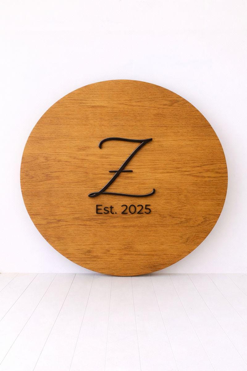 Personalized Wedding Guest Book Alternative | Round Birch Wood Sign with 3D Initial Last name Sign, wedding decor, wedding signs bride groom