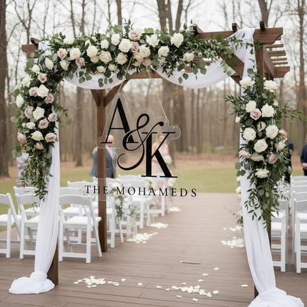 Personalized Acrylic Wedding Sign with 3D Initials | Custom Last Name/Initials Sign | Modern Clear Acrylic Wedding Decor | Engagement Gift