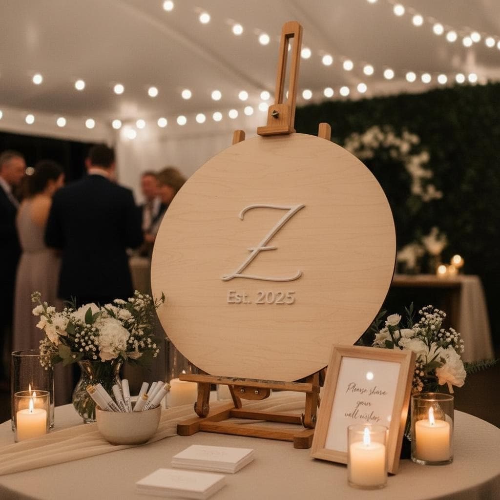 Personalized Wedding Guest Book Alternative | Round Birch Wood Sign with 3D Initial Last name Sign, wedding decor, wedding signs bride groom