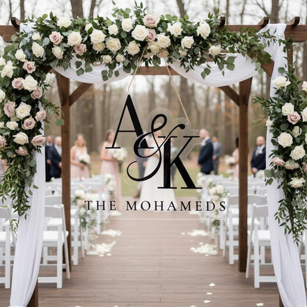 Personalized Acrylic Wedding Sign with 3D Initials | Custom Last Name/Initials Sign | Modern Clear Acrylic Wedding Decor | Engagement Gift