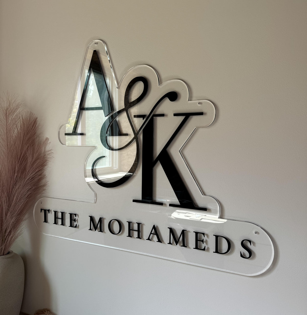 Personalized Acrylic Wedding Sign with 3D Initials | Custom Last Name/Initials Sign | Modern Clear Acrylic Wedding Decor | Engagement Gift