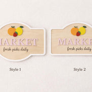 Personalized Kids Market Sign | Wooden Playroom Market Decor | Laser Cut Birch & Acrylic | Toy Kitchen Wall Sign | Farmers Market Play Sign