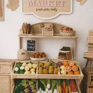 Personalized Kids Market Sign | Wooden Playroom Market Decor | Laser Cut Birch & Acrylic | Toy Kitchen Wall Sign | Farmers Market Play Sign
