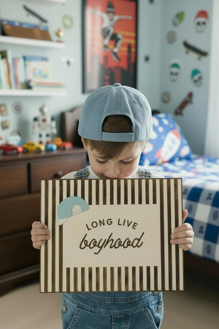 Long Live Boyhood Sign | Boy Nursery Wall Decor | Neutral Nursery Art | Wooden Kids Room Sign | Baby Boy Nursery Decor