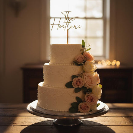 Personalized Wedding Cake Topper | Custom Last Name Cake Topper | Acrylic Cake Topper | Gold Silver White Black