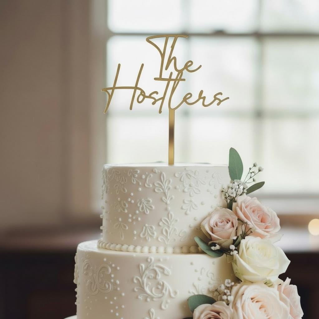 Personalized Wedding Cake Topper | Custom Last Name Cake Topper | Acrylic Cake Topper | Gold Silver White Black