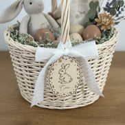 Personalized Easter Basket Tag | Scalloped Bunny Easter Tag | Custom Easter Basket Name Tag | Wooden Easter Basket Tag | Laser Cut Bunny Tag