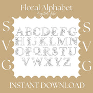 Floral Alphabet SVG Bundle | Decorative Letter SVG Files | AZ Floral Monogram Letters | Laser Cut, Engraving, Cricut, Glowforge, CNC Design
