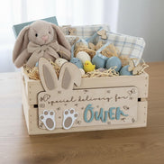 Personalized Easter Crate Sign  Bunny Ears Easter Basket Plaque  Custom Easter Basket Name Tag  Laser Cut Wood Easter Crate Sign  Easter