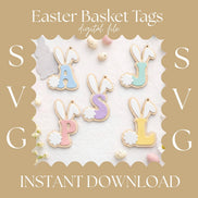 Personalized Easter Basket Tag SVG | Easter Initial Tag Laser File | Easter Tag SVG for Glowforge | Lightburn File | Bunny Basket Tag
