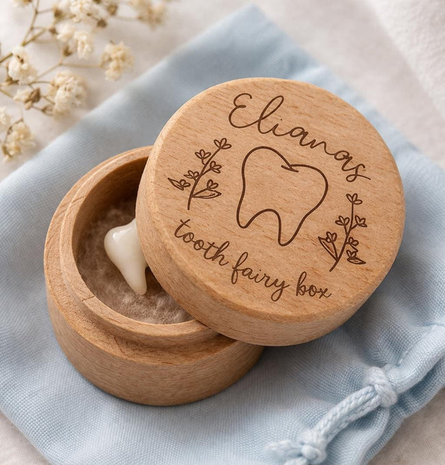 Personalized Tooth Fairy Box, Wooden Tooth Box with Custom Engraving, Kids Tooth Fairy Keepsake Box, Small Tooth Holder, Baby Tooth Box Gift