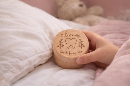 Personalized Tooth Fairy Box, Wooden Tooth Box with Custom Engraving, Kids Tooth Fairy Keepsake Box, Small Tooth Holder, Baby Tooth Box Gift