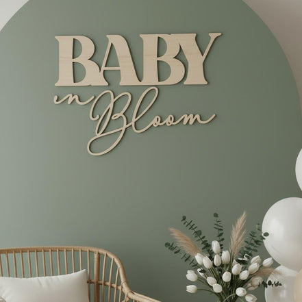Baby in Bloom Sign | Baby Shower Welcome Sign | Wooden Baby Shower Decor | Floral Baby Shower Sign | Laser Cut Wood Baby Shower Backdrop |
