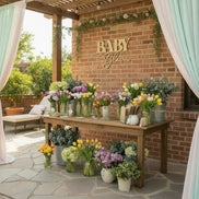 Baby in Bloom Sign | Baby Shower Welcome Sign | Wooden Baby Shower Decor | Floral Baby Shower Sign | Laser Cut Wood Baby Shower Backdrop |