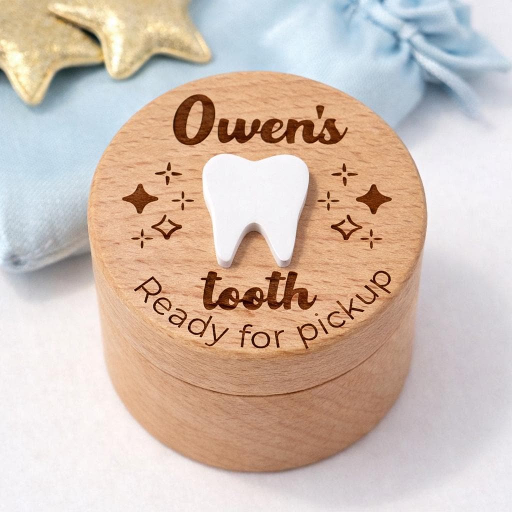 Personalized Tooth Fairy Box, Wooden Tooth Box with Custom Engraving, Kids Tooth Fairy Keepsake Box, Small Tooth Holder, Baby Tooth Box Gift