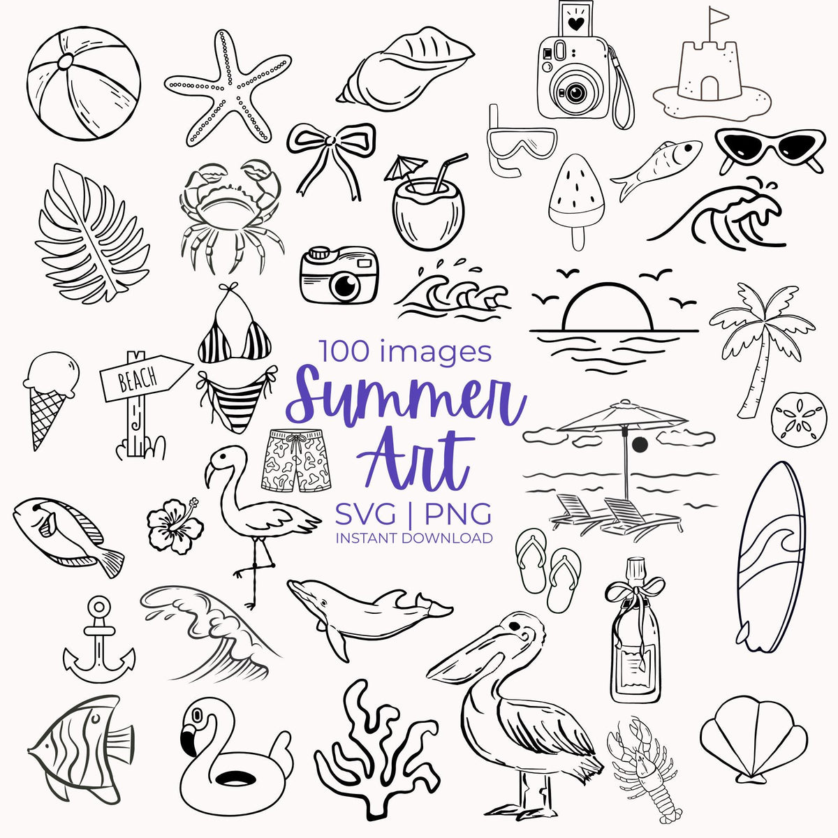 Summer SVG Bundle 100 Designs in 1 ZIP | Beach svg Files for Cricut Silhouette | Laser Engraving SVG | Ocean Nautical Cut Files
