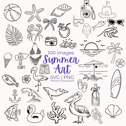 Summer SVG Bundle 100 Designs in 1 ZIP | Beach svg Files for Cricut Silhouette | Laser Engraving SVG | Ocean Nautical Cut Files