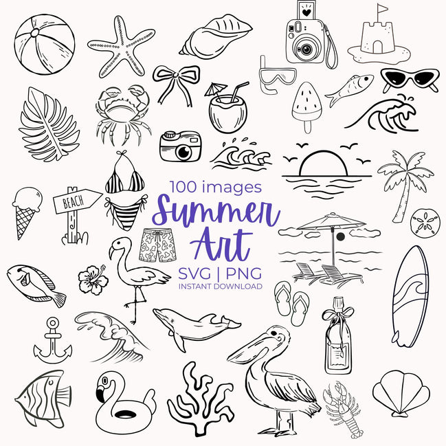 Summer SVG Bundle 100 Designs in 1 ZIP | Beach svg Files for Cricut Silhouette | Laser Engraving SVG | Ocean Nautical Cut Files