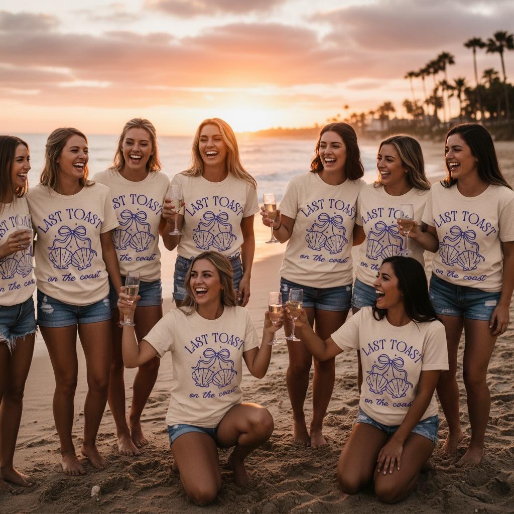 Last Toast on the Coast PNG | Bachelorette Party Shirt | Beach Bach Shirts | Girls Trip Tee Design | Coastal Bachelorette | Bride Matching