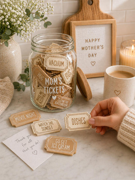 Mothers Day Coupon Tickets SVG | Mom Coupon Book | Chore & Date Night Tickets | Laser Cut File | Cricut SVG | Glowforge | Printable Coupons