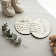 Wooden Baby Birth Announcement Sign | Teddy Bear Nursery Decor | Custom Newborn Stats Plaque | Acrylic Name Sign